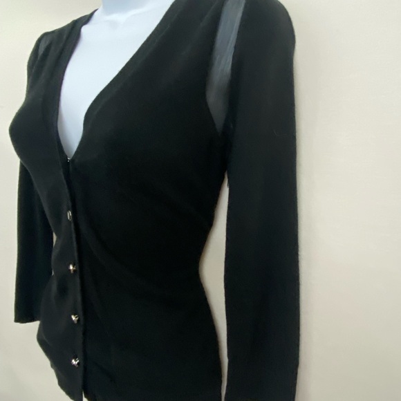 New York & Company Black Sheer Panel Cardigan Size XS P-15 - Picture 6 of 15